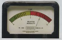 Photograph of a spectrum from good to evil to illustrate the idea of a "Moral Spectrum"