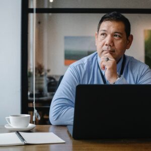 man working on laptop